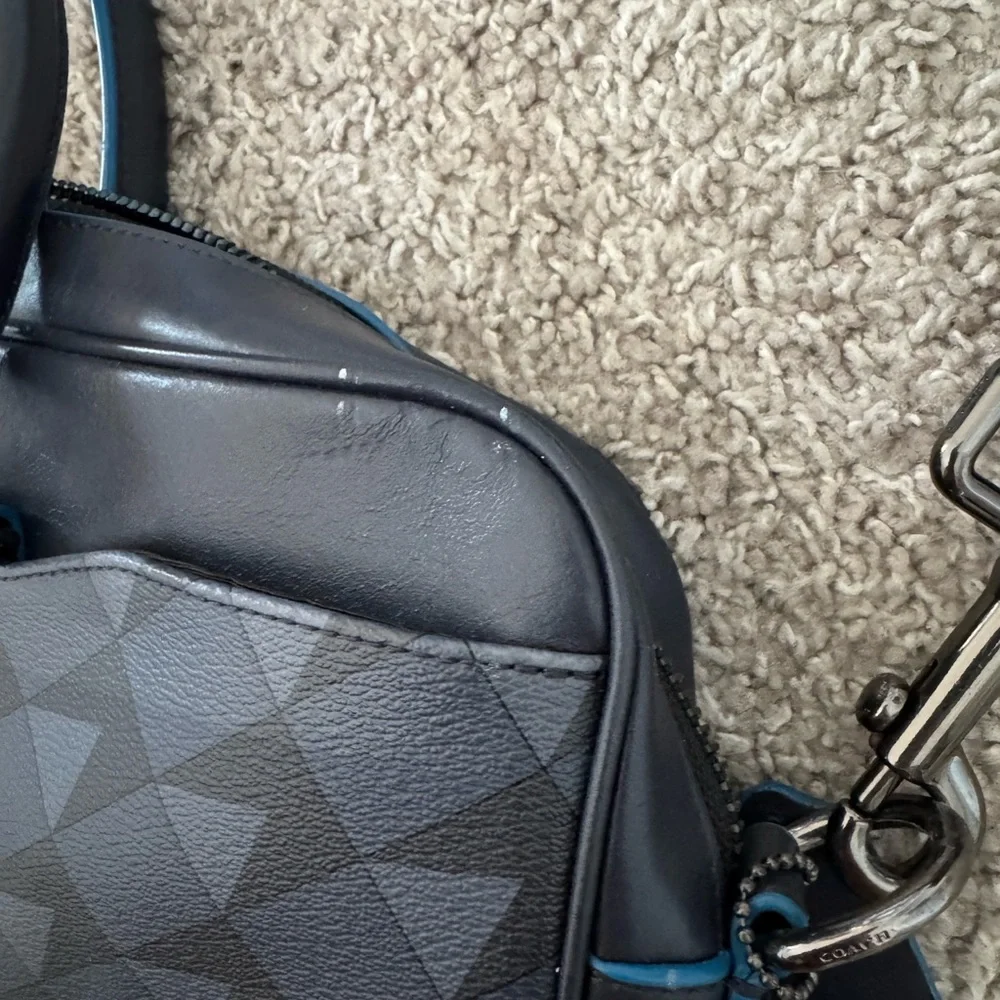 Coach Men's Black and Teal Triangle Briefcase